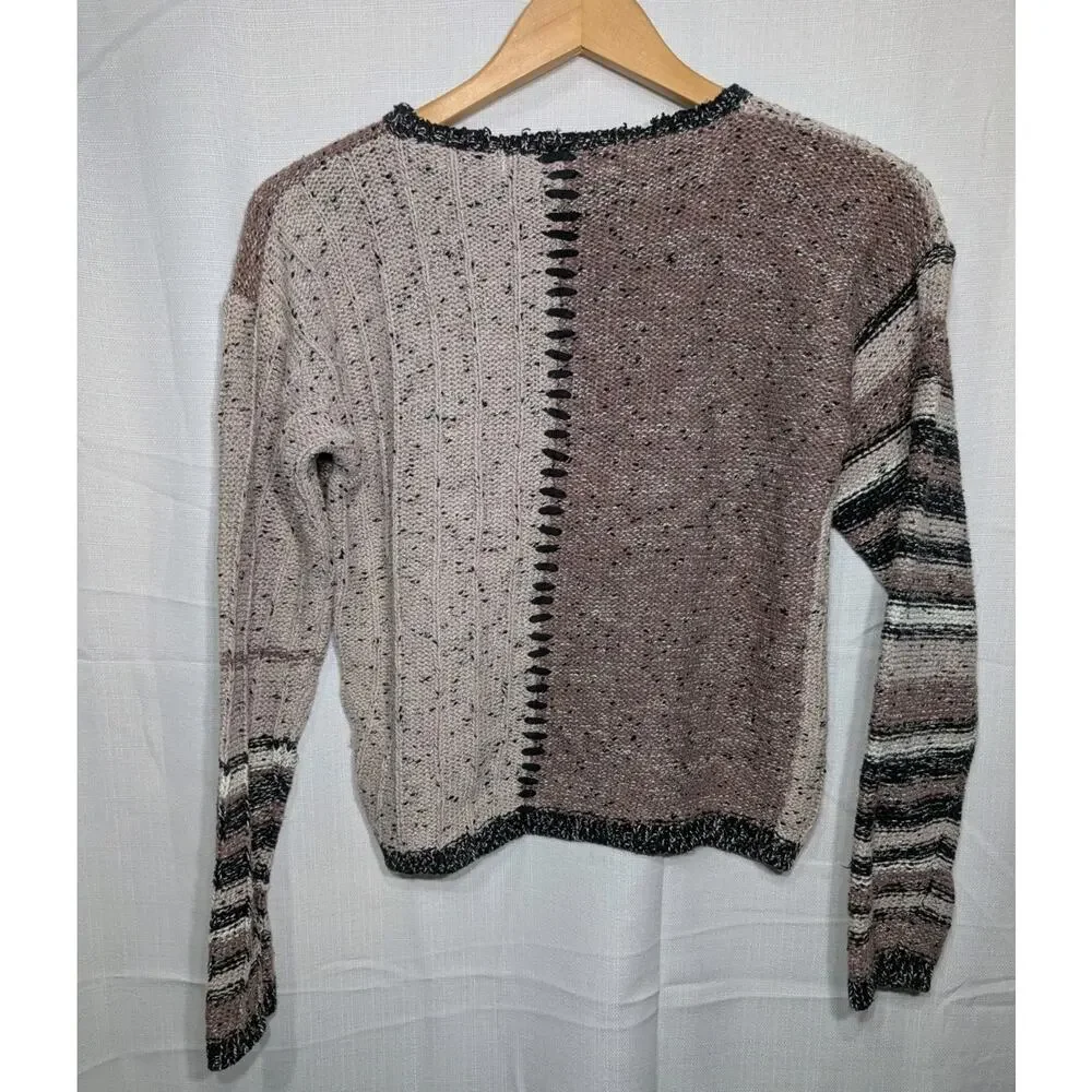 Debra Lubell Vtg Womens Patchwork Knit Sweater Sz M‎ Chunky Textured Colorblock